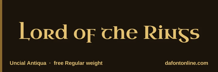 Uncial Antiqua font preview showing "Lord of the Rings"
