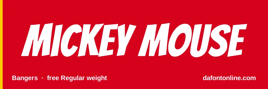 Bangers font preview showing "Mickey Mouse"