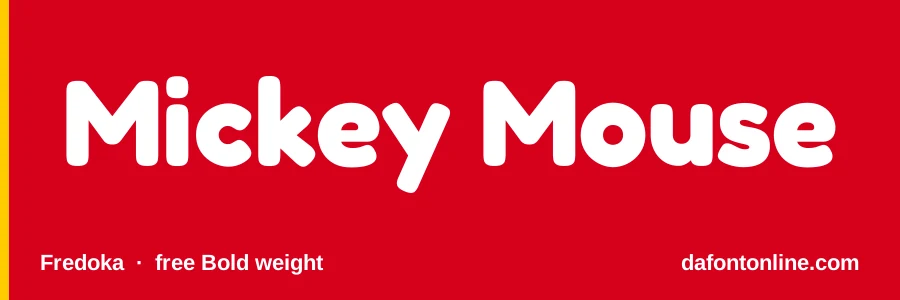 Fredoka font preview showing "Mickey Mouse"