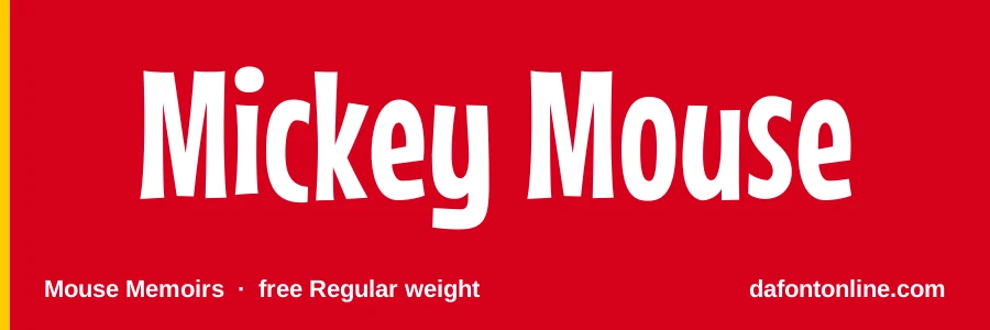 Mouse Memoirs font preview showing "Mickey Mouse"