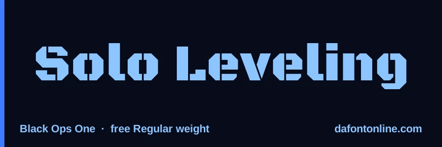 Black Ops One font preview showing "Solo Leveling"