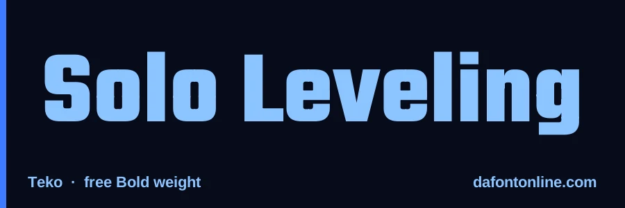 Teko font preview showing "Solo Leveling"