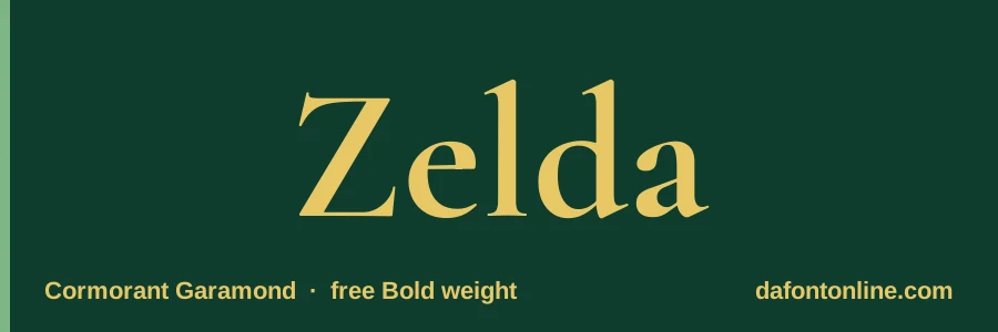 Cormorant Garamond font preview showing "Zelda"