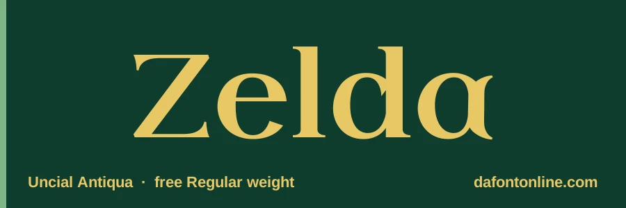 Uncial Antiqua font preview showing "Zelda"